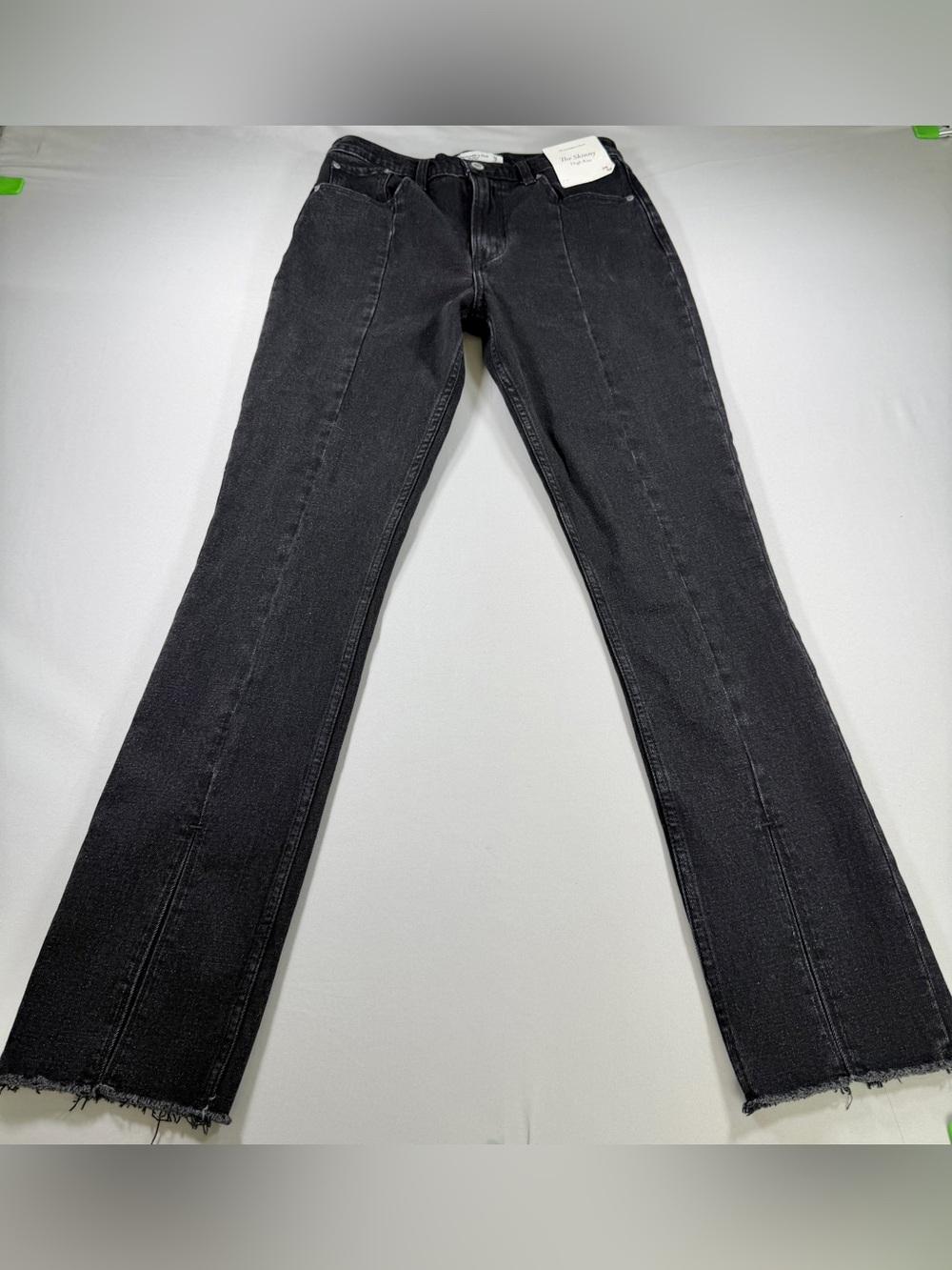 Abercrombie & Fitch The Skinny High Rise Black Jeans 28 6R NWT Split Hem